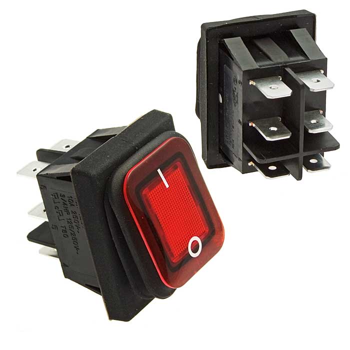 Клавишный переключатель RUICHI SB091, IP65, ON-ON, 22x30 мм