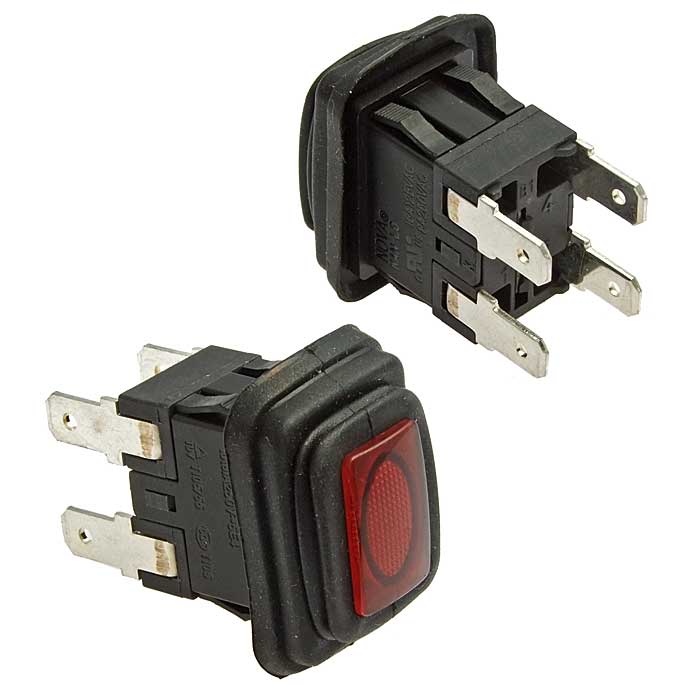 Клавишный переключатель RUICHI SB146, IP65, ON-(OFF), 13х19 мм