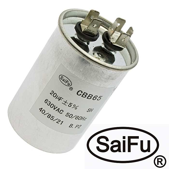 Пусковой конденсатор SAIFU CBB65, 20 мкФ, 630 В