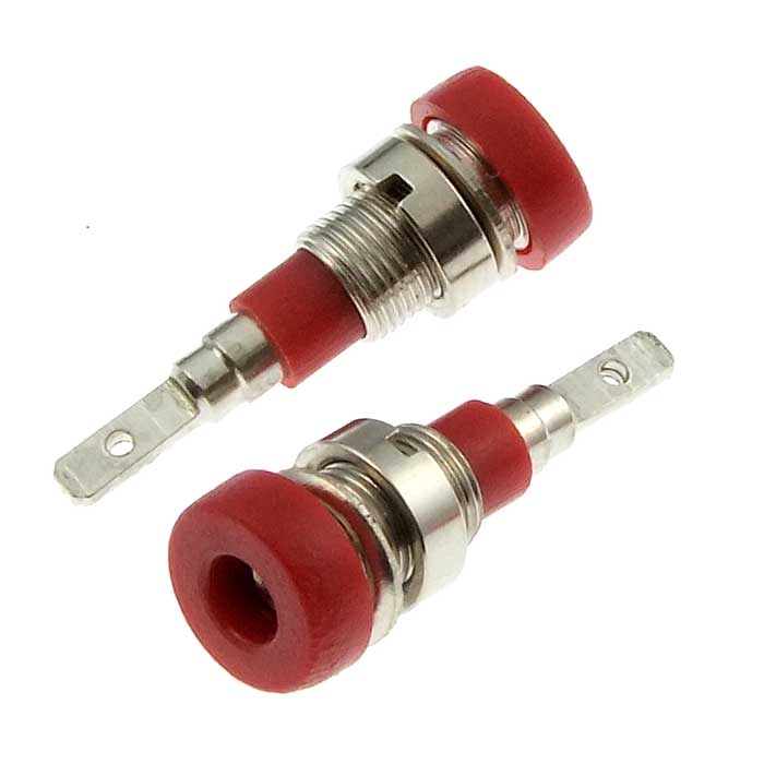Гнездо RUICHI Z007 2 мм panel jack красный, на панель под пайку