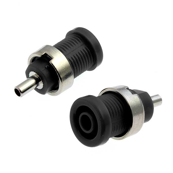 Гнездо RUICHI Z014 4 мм panel jack чёрный, на панель под пайку