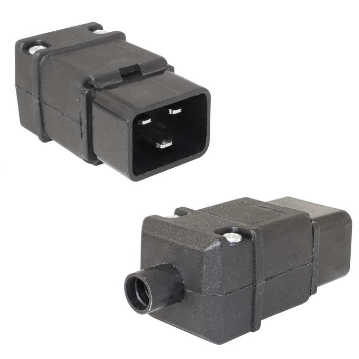 Разъем питания сетевой C20 IEC 320 AC-012 RUICHI, 3 контакта, 250 В, 10 А, -25…+70 °C, нейлон, черный