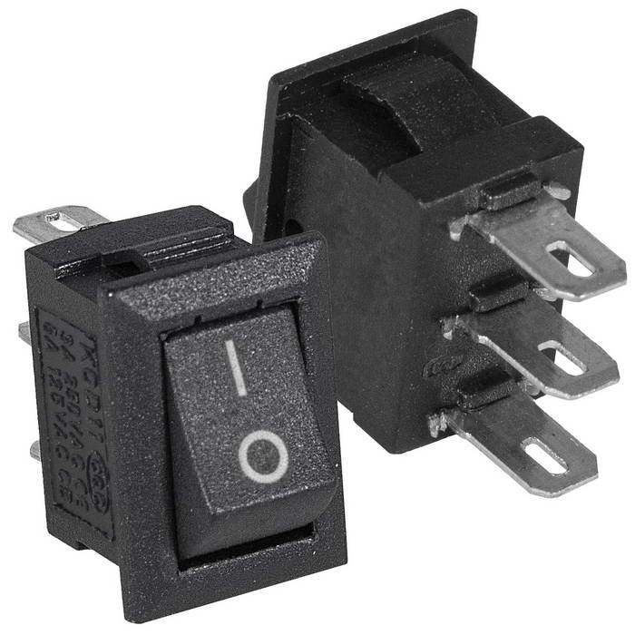 Клавишный переключатель RUICHI KCD5-112-C3-B/3P, ON-ON, 3 контакта, черный