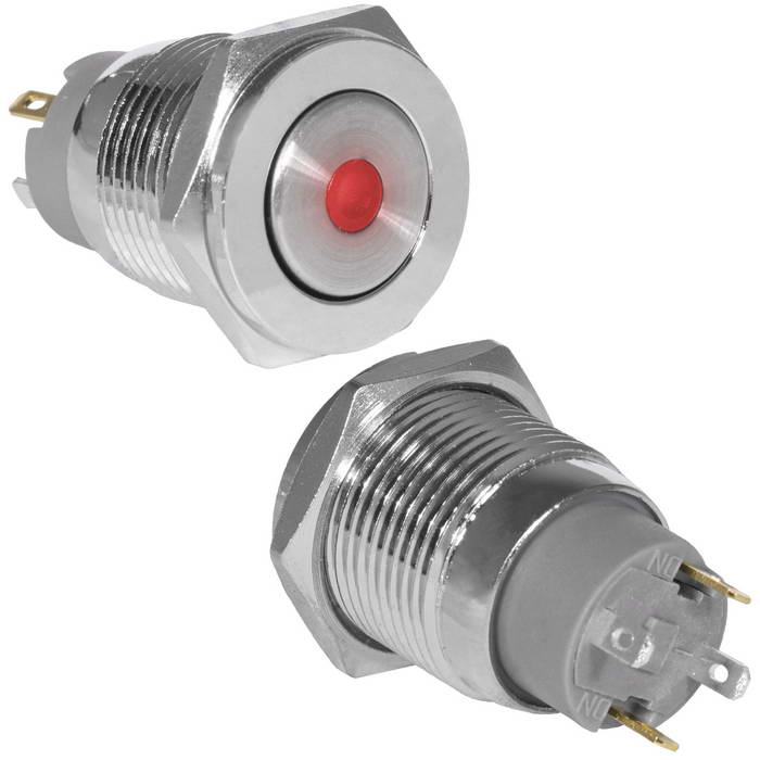 Кнопка антивандальная RUICHI GQ16PF-10ZD/J/R/N, OFF-ON, рабочая температура -25…+55 °C, никелированная латунь