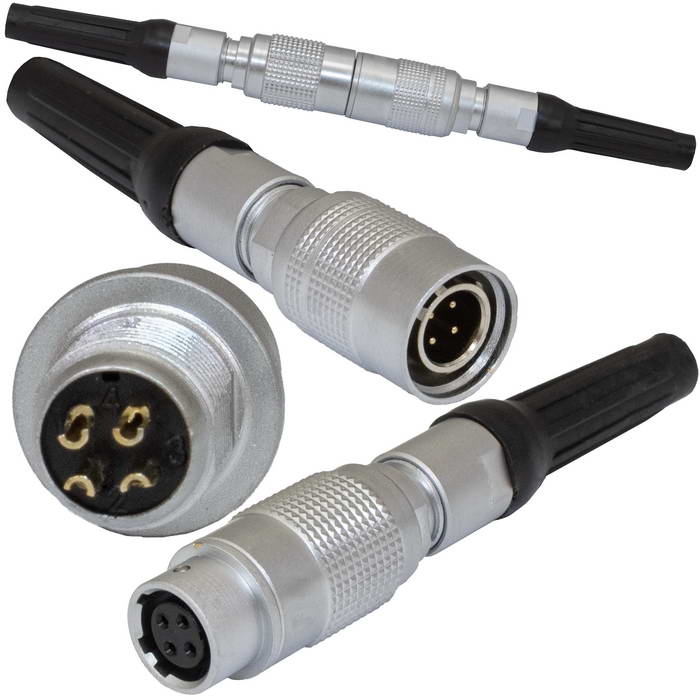 Быстроразъемный разъем Push-Pull вилка-розетка RUICHI SY1311/P-4P, двухтактный, IP67, 4 контакта, 250 В, 3.5 А, -55…+85 °С, 5 - 35 H