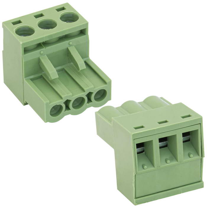 Разъемный клеммный блок на кабель RUICHI 2ERGK-5.0-03P ( 2EDGK-5.0-03P / 2EGTK-5.0-03P ),  розетка (F), 3 контакта, шаг 5.00 мм