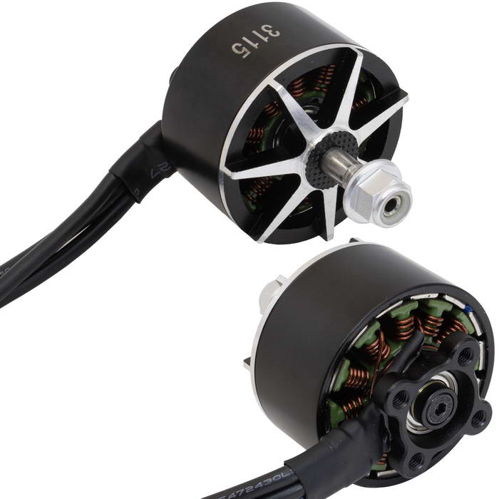 Электродвигатель бесщеточный RUICHI 3115 1050-RH, 1050 kV, диаметр вала с резьбой M5,  гайка с прессшайбой, цвет черный/серебряный