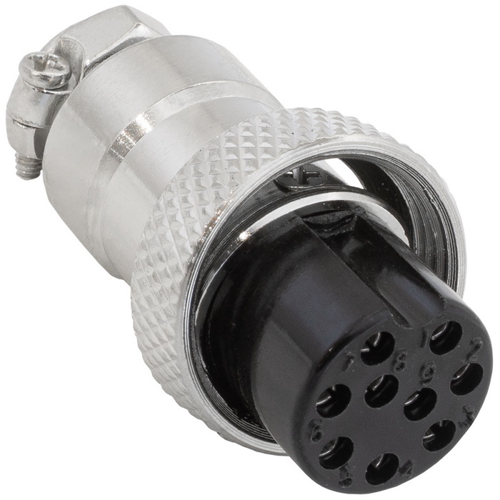 Разъём цилиндрический малогабаритный RUICHI GX16M-9A, 9 контактов