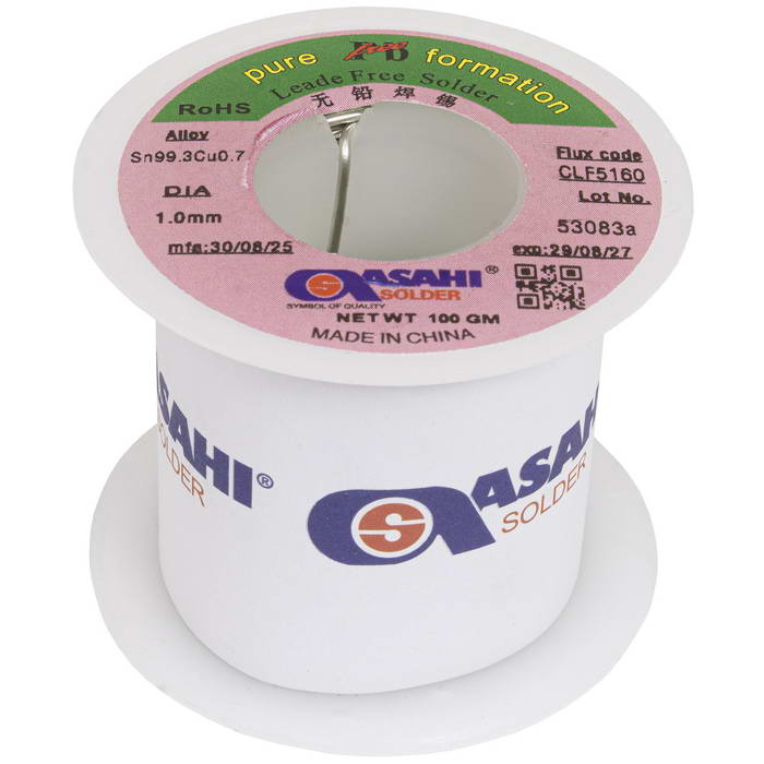 Припой ASAHI Sn99.3/CU0.7 d1.0mm 100g бессвинцовый, с флюсом CLF5160