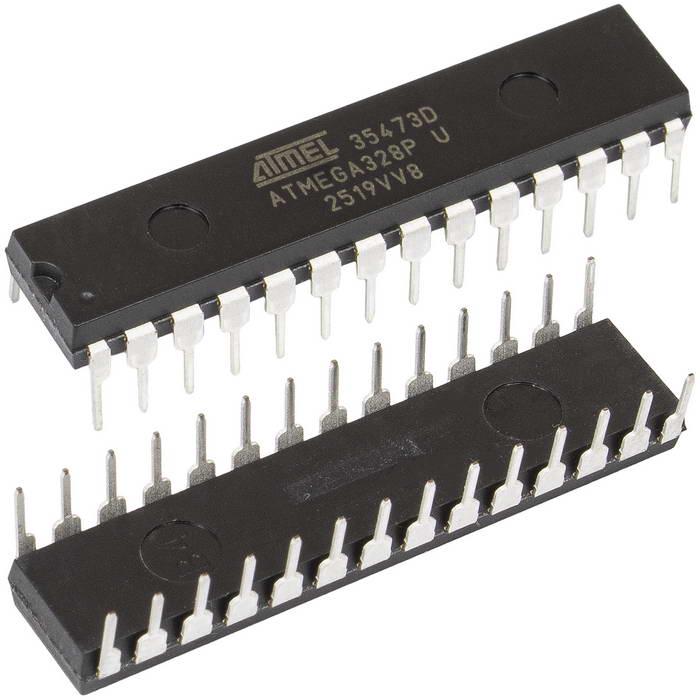 ATMEGA328P-PU, микроконтроллер Microchip, 8 bit, AVR, EEPROM 1кБ, SRAM 2кБ, Flash 32кБ,    корпус DIP-28 (0.300", 7.62mm)