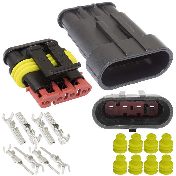 SuperSeal 1.5, 4PIN MF, RUICHI Комплект разъёмов, 24В, 4 конт., IP66