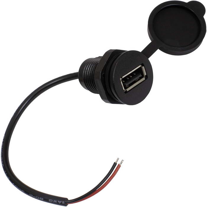 Разъём USB-2Pin M18 cap RUICHI, длина кабеля 150 мм, 2 контакта, защитная крышка