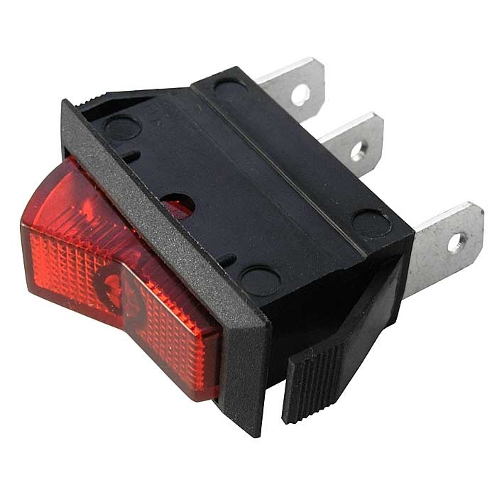 Клавишный переключатель RUICHI с подсветкой ASW-09D, красный, с LED подсветкой, 12 В
