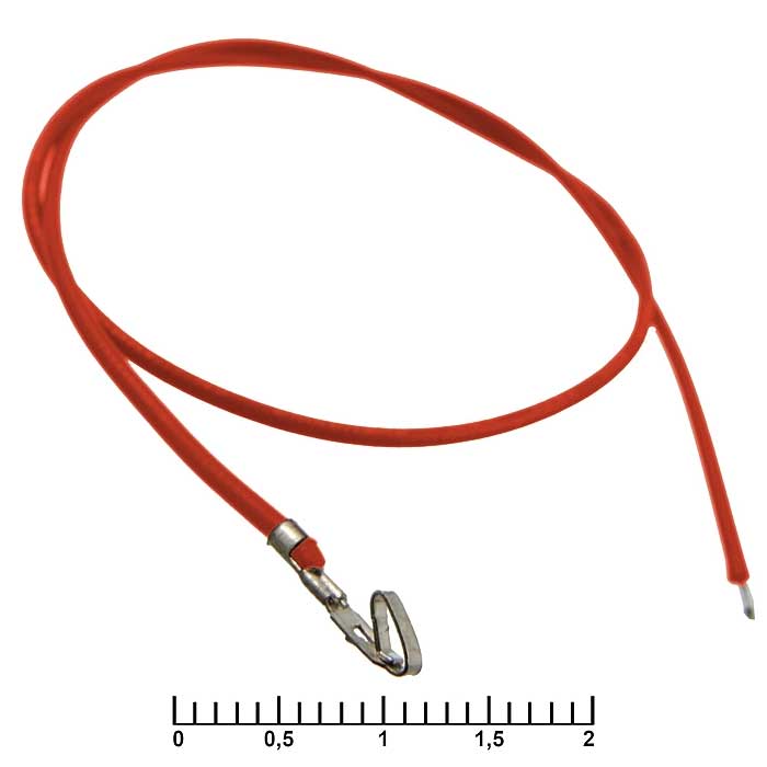 Разъём питания низковольтный RUICHI HU шаг 2,54 мм AWG26 0,3m красный, 1 контакт