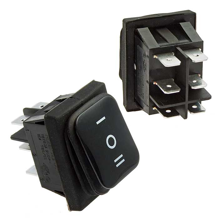 Клавишный переключатель RUICHI SB090, IP65, ON-OFF-(ON), 22x30 мм