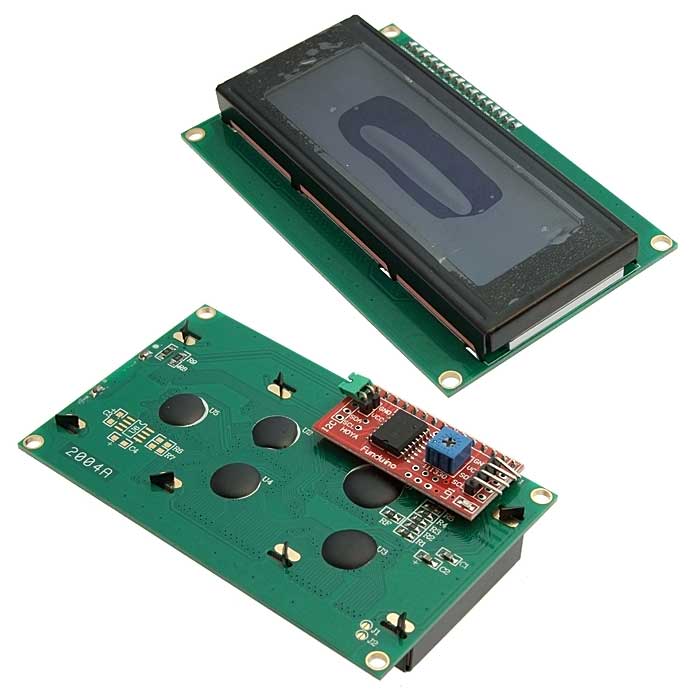 Дисплей символьный LCD с конвертером I2C RUICHI IIC/I2C, синий, 4 строки по 20 символов