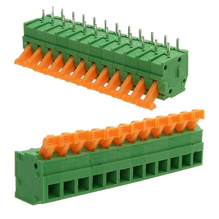 Клеммник нажимной на плату прямой SANHE SH332V-5.0-12P, VDE/IEC, 12 контактов, 10 А, 300 В, 26-14 AWG, 2,5 мм?, PA66