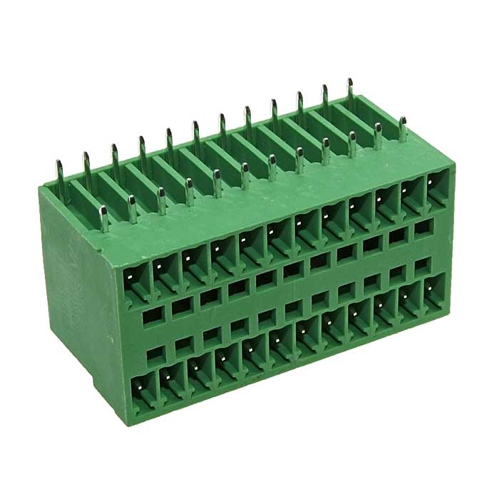 Клеммник разъемный на плату угловой SANHE SH224R-3.81-12p, VDE/IEC, 24 контакта с шагом 3,81 мм, 10 А, 300 В, PA66