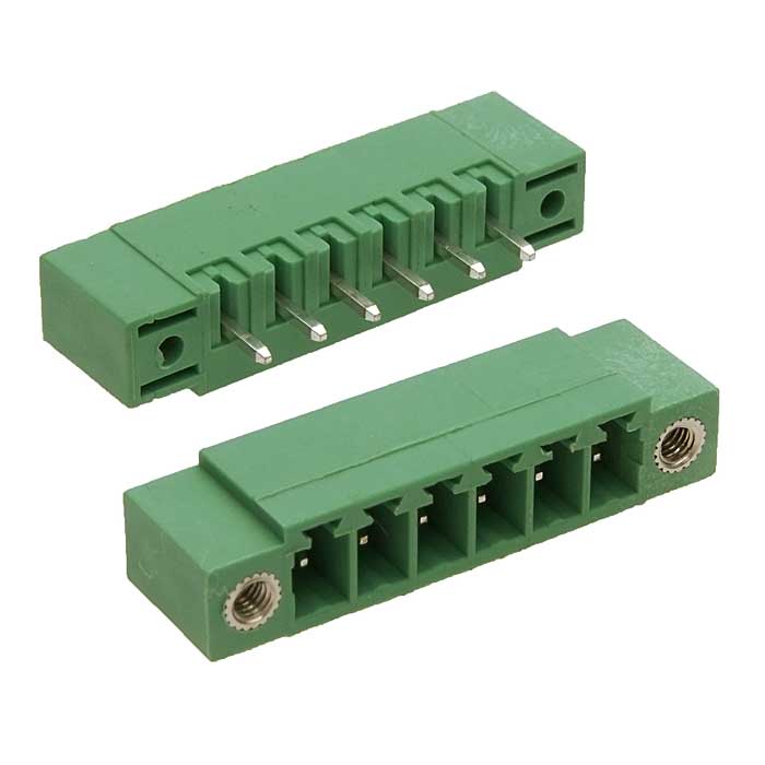 Разъемный клеммный блок на плату ZCH381VM-06P ( 15EDGVM-3.81-06P / 15EGTVM-3.81-06P ),  вилка (M), 6 контактов, шаг 3.81 мм