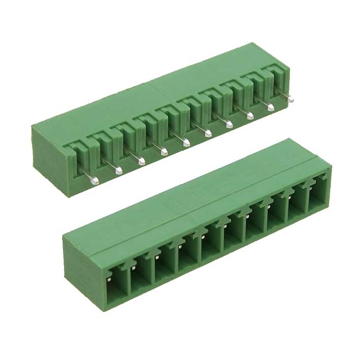 Разъемный клеммный блок на плату ZTM-ELECTRO ZCH381V-10P ( 15EDGVC-3.81-10P /  15EGTVC-3.81-10P), вилка (M), 10 контактов, шаг 3.81 мм