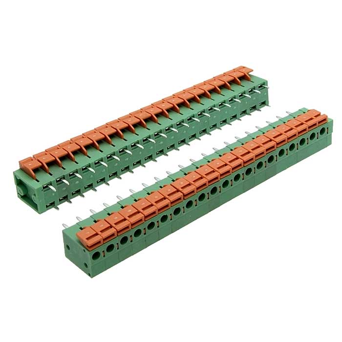 Клеммник нажимной на плату прямой ZTM-ELECTRO Z142V-20P, 20 контактов с шагом 5,08 мм, 10 А, 300 В, 24-14 AWG, 1,5 мм?, PA66