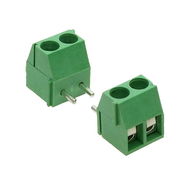 Винтовой модульный клеммный блок ZTM-ELECTRO ZD350R-02P ( DG350R-3.5-02P / GT350R- 3.5-02P), на плату, 2 контакта, шаг 3.50 мм