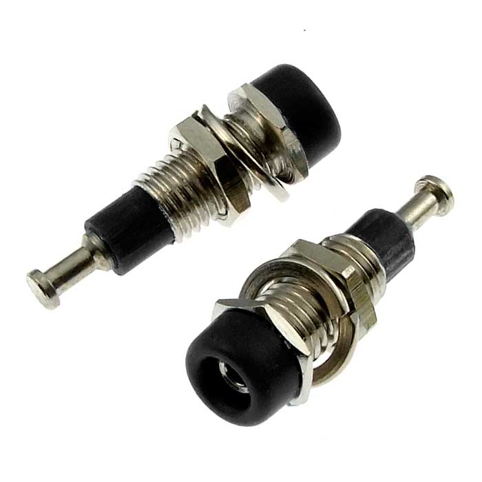 Гнездо RUICHI Z008 2 мм panel jack чёрный, на панель под пайку