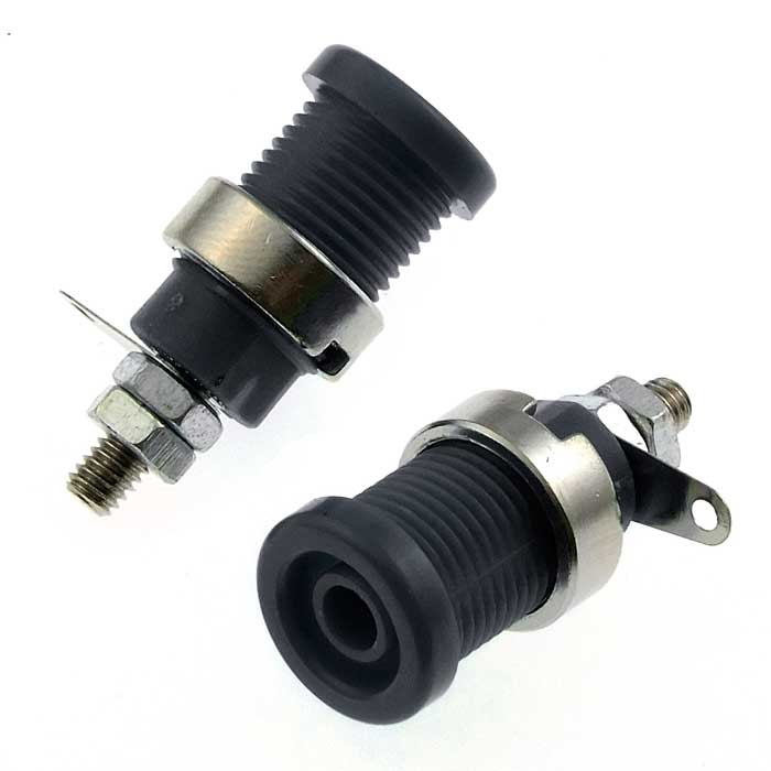 Клемма приборная RUICHI Z012 4 мм panel jack чёрный, на панель под пайку