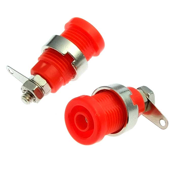 Гнездо RUICHI Z016 4 мм panel jack красный, на панель под пайку