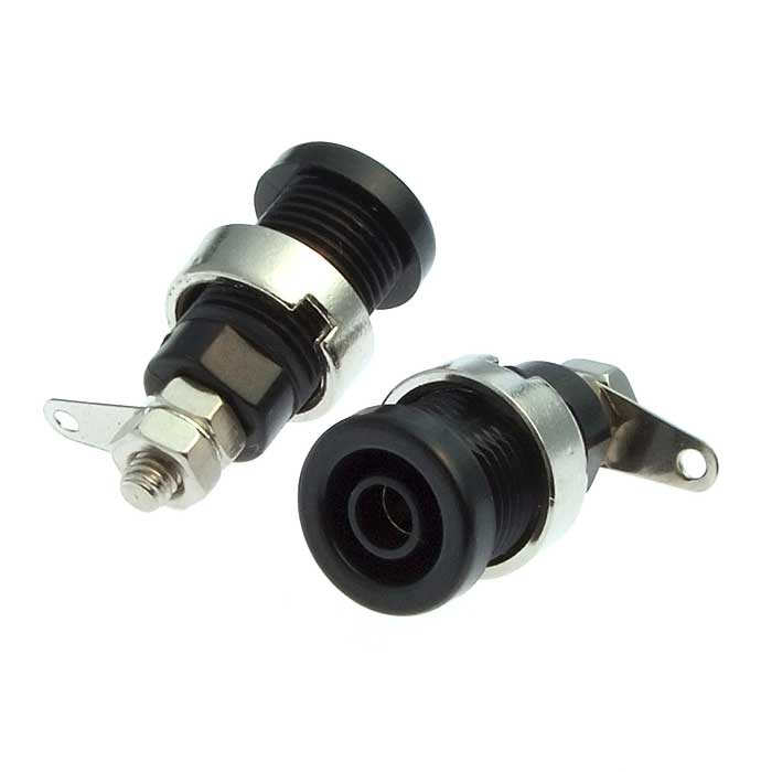 Гнездо RUICHI Z016 4 мм panel jack чёрный, на панель под пайку