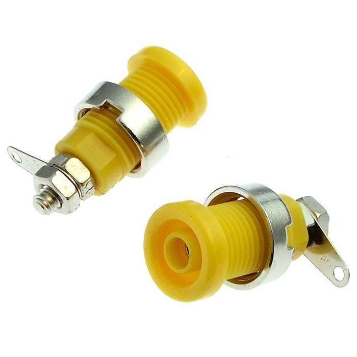 Гнездо RUICHI Z016 4 мм panel jack желтый, на панель под пайку
