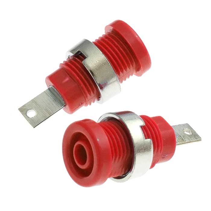 Гнездо RUICHI Z013 4 мм panel jack красный, на панель под пайку