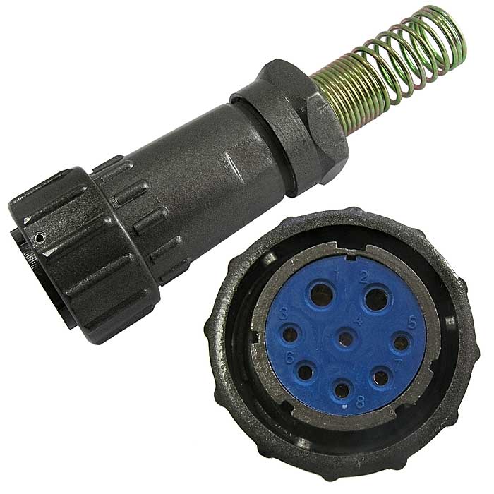 Разъём-розетка быстросъемный цилиндрический RUICHI FQ24-8pin TK-12, 8-ми контактный, 25 А, 400 В, IP67, -55…+85 °С, корпус алюминиевый, контакт медный