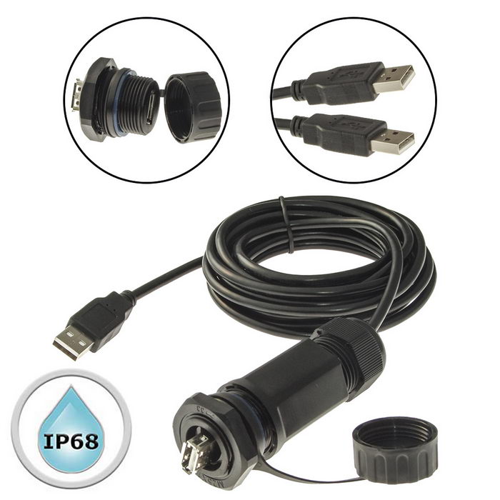 Разъём герметичный Ruichi M25USBZ1-20G1M 2.0G-1M, 480 Мб/с
