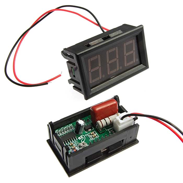 Цифровой LED вольтметр переменного тока серии YB27A 30-500VAC GREEN, подсветка зелёная