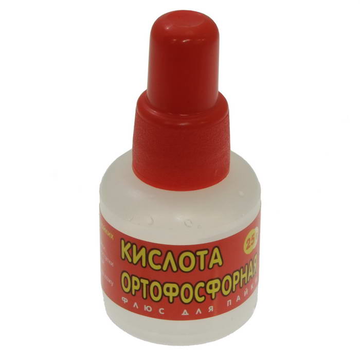 Флюс для пайки Ортофосфорная кислота, 25 мл, пластмассовый флакон с крышкой и    дозатором