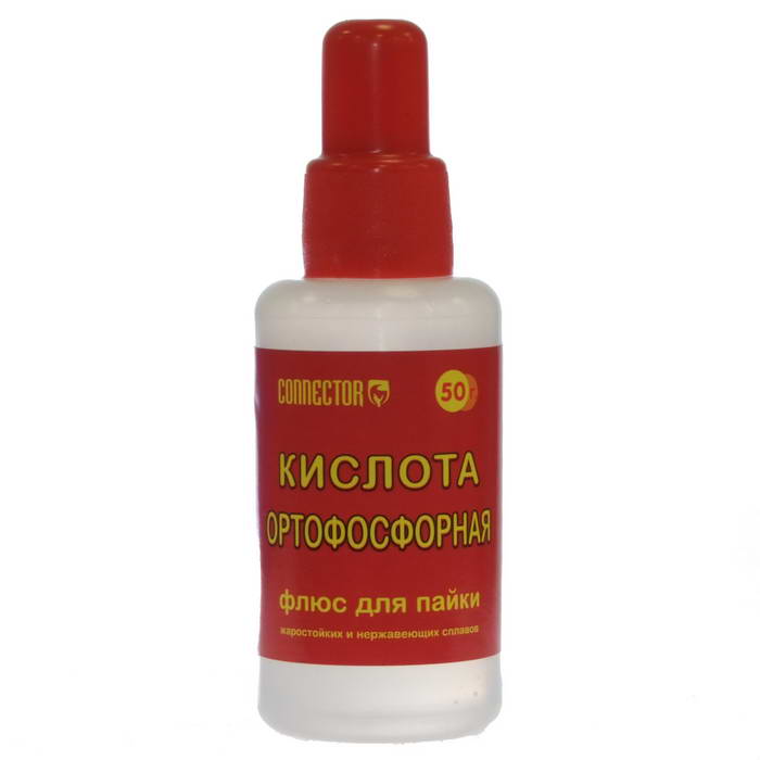 Флюс для пайки Ортофосфорная кислота, 50 мл, пластмассовый флакон с крышкой и     дозатором