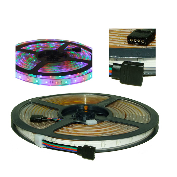 Светодиодная лента RUICHI, 2835, 300 LED, IP68, 12 В, RGB, катушка 5 м (цены указаны за 1 м)