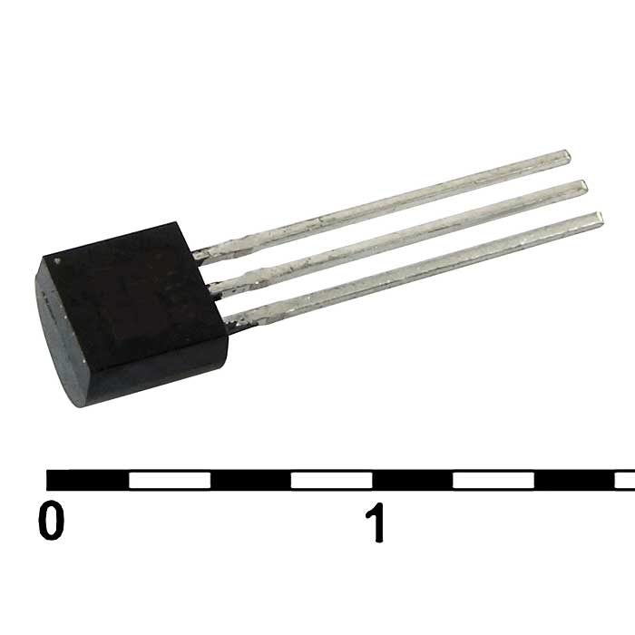 DS18B20+, датчик температуры (цифровой термометр) Maxim Integrated, точность 2°C, -55 -  125°C, корпус TO-92