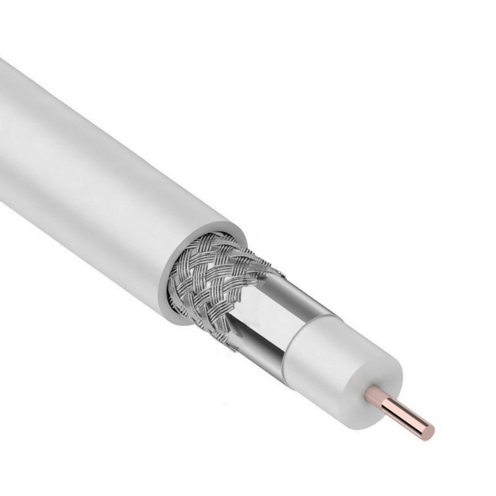 Кабель коаксиальный RG-6U RUICHI, CCS/Al/Al, 48%, 75 Ом, бухта 100 м, белый