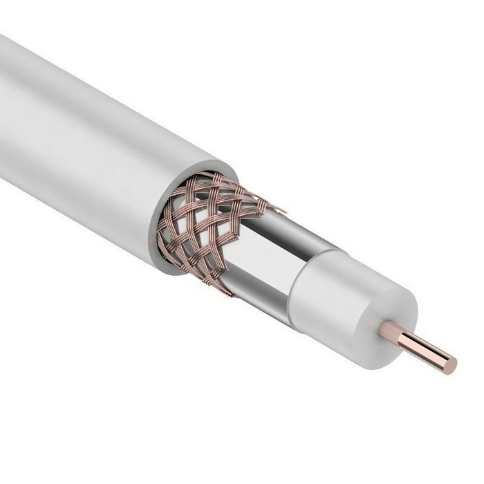 Кабель коаксиальный RG-6U RUICHI, Cu/Al/Cu, 75%, 75 Ом, бухта 100 м, белый