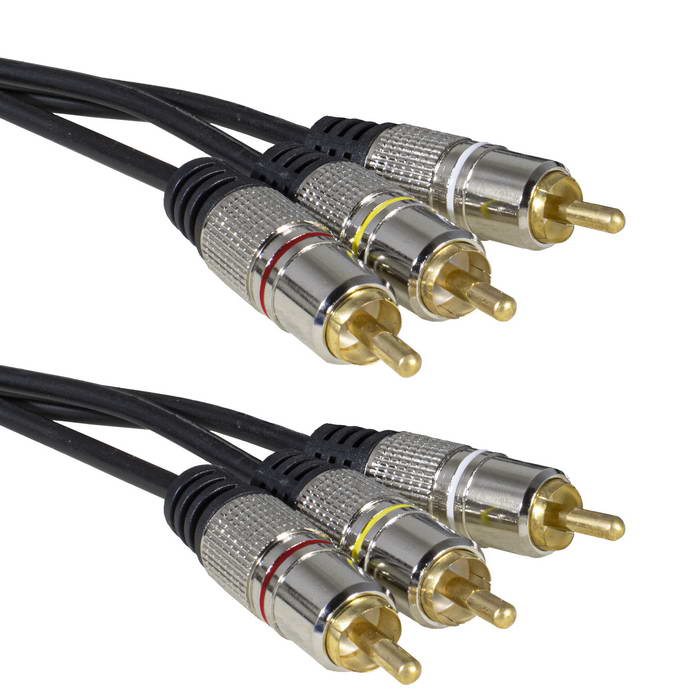 Аудио-видео шнур RUICHI 3 RCA - 3 RCA, 3 м, METAL GOLD