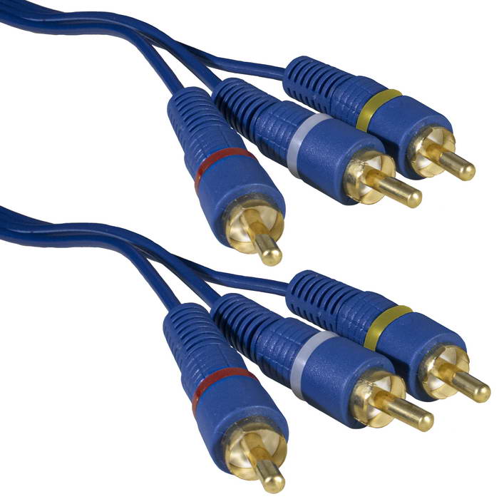 Аудио-видео шнур RUICHI 3 RCA - 3 RCA, 5 м, синий
