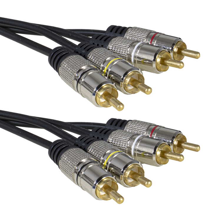 Аудио-видео шнур RUICHI 4 RCA - 4 RCA, 3 м, METAL GOLD
