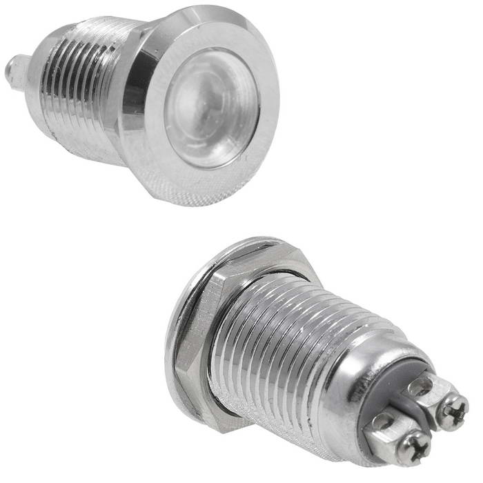 Индикатор антивандальный RUICHI GQ12D-W, белый, M12, IP65, никелированная латунь
