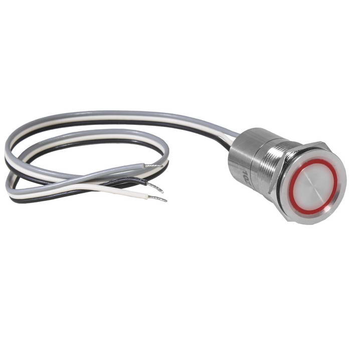Кнопка сенсорная с подсветкой, без фиксации  RUICHI TS19-11C/R/S off-(on) , М19, IP68,   нержавеющая сталь