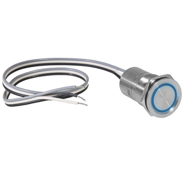 Кнопка сенсорная с подсветкой, без фиксации  RUICHI TS25-11C/B/S off-(on), М25, IP68,  нержавеющая сталь