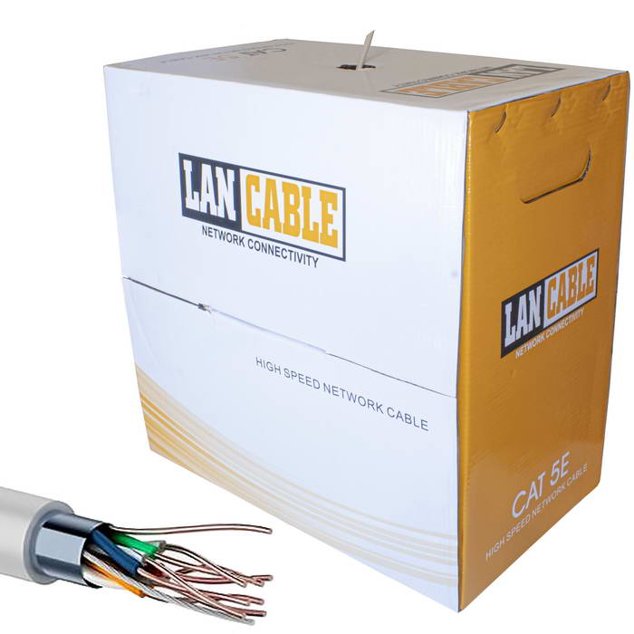 Кабель витая пара FTP 4х2х0,4 мм RUICHI, 24AWG, ССА/HDPE/PVC, CAT5e, 100 МГц, серый,  бухта 305 м