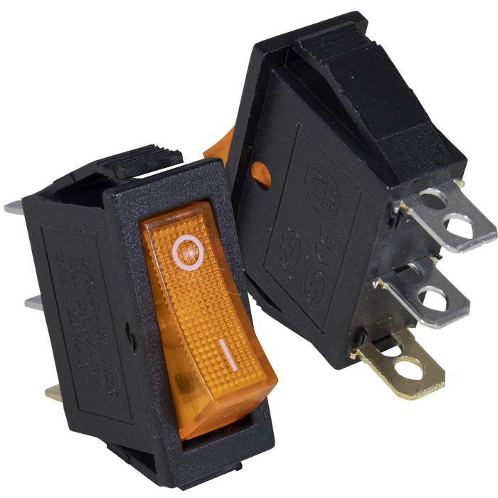 Клавишный переключатель RUICHI KCD3-101N-C3-Y/3P ,ON-OFF, 3 контакта, желтый