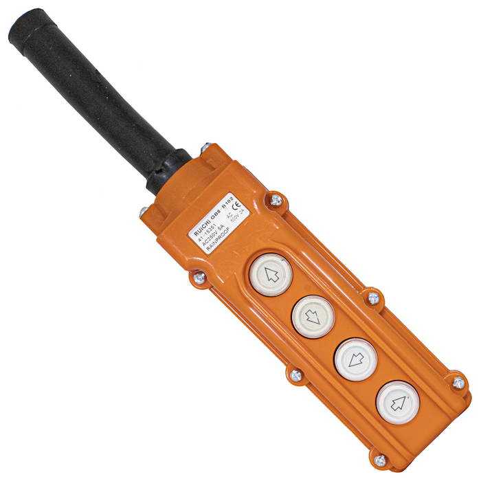 Пост 4-х кнопочный на кабель RUICHI GB8-B102, 50х70х200 мм, 250 В, 5 А, 50 мОм, -25…+70 °С, пластик, крышка ABS, оранжевый